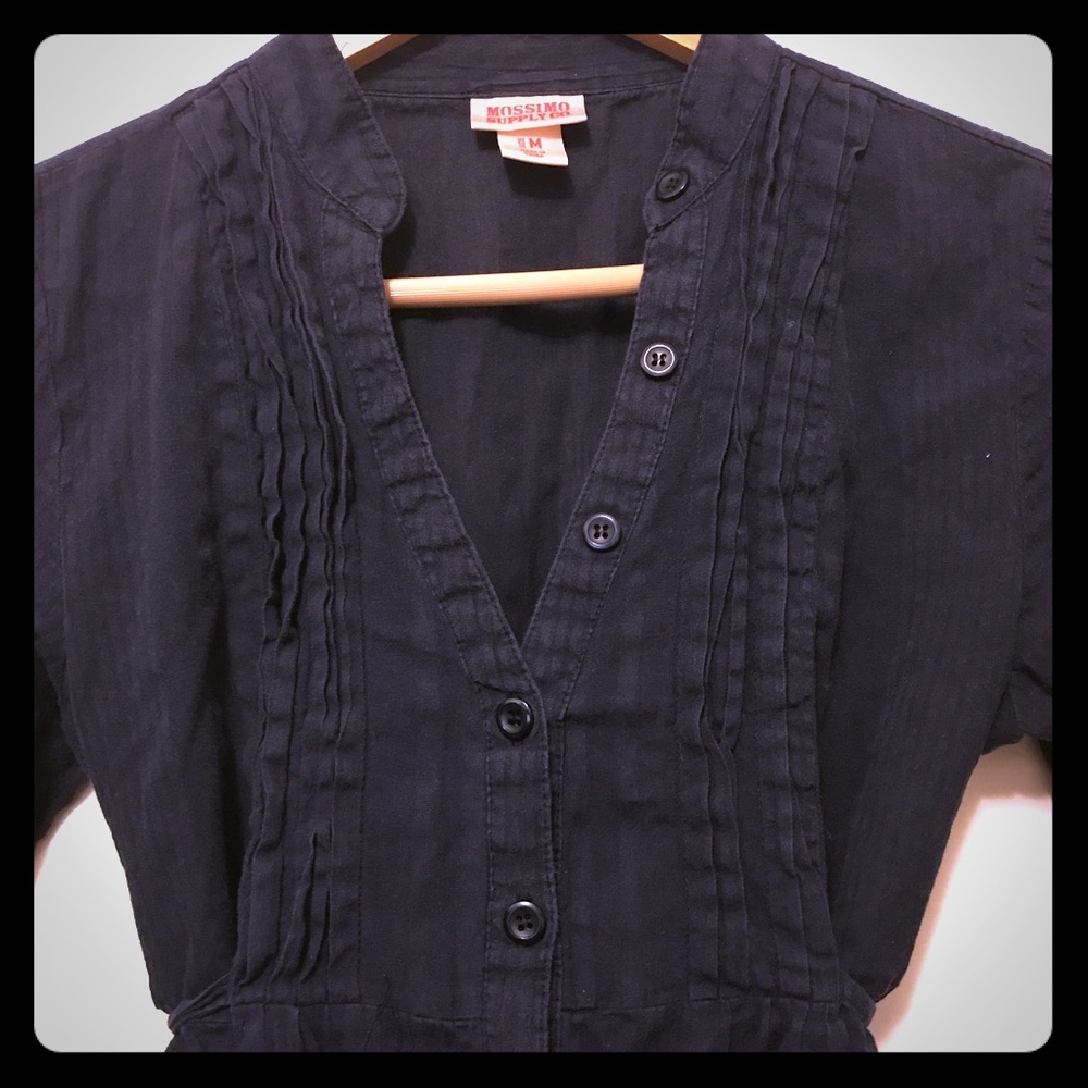 Navy button up shirt dress